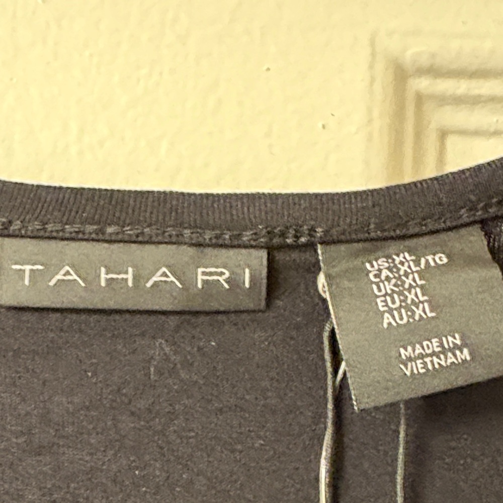 Tahari Short Sleeve Top with sheer v panel neckline - Picture 2 of 4
